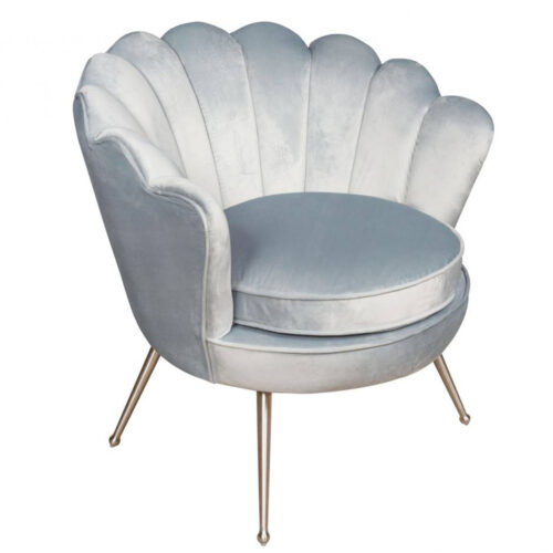 Side Chair - Ariel - Ice Blue Velvet & Brushed Gold