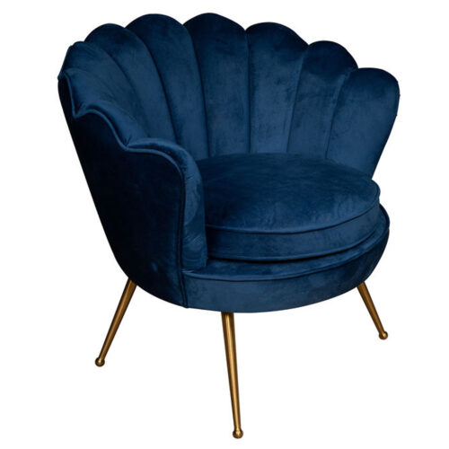Side Chair - Ariel - Navy Velvet & Brushed Gold