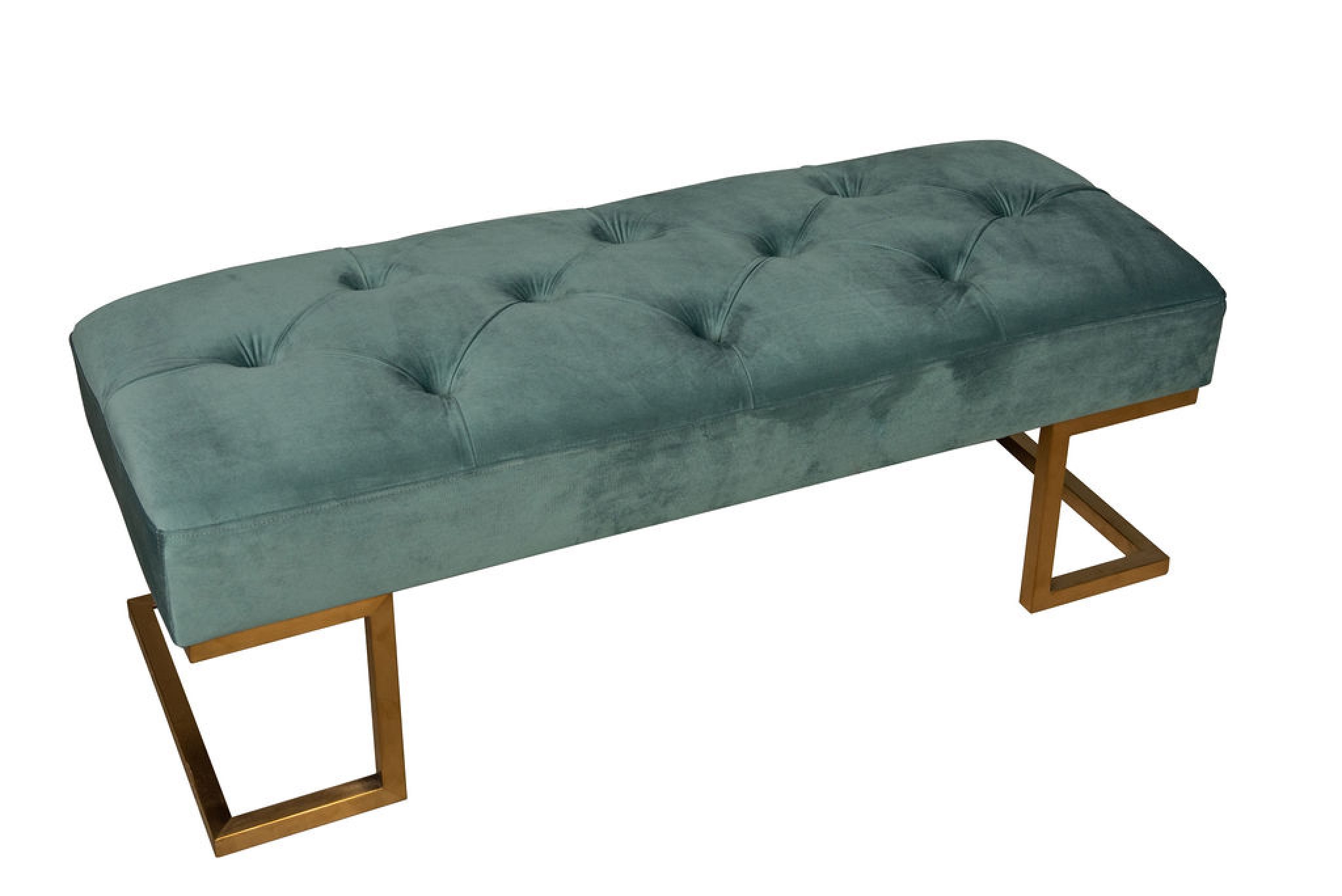 The Hepburn Bench in Teal Velvet & Brushed Gold - Plush Event Furnishings