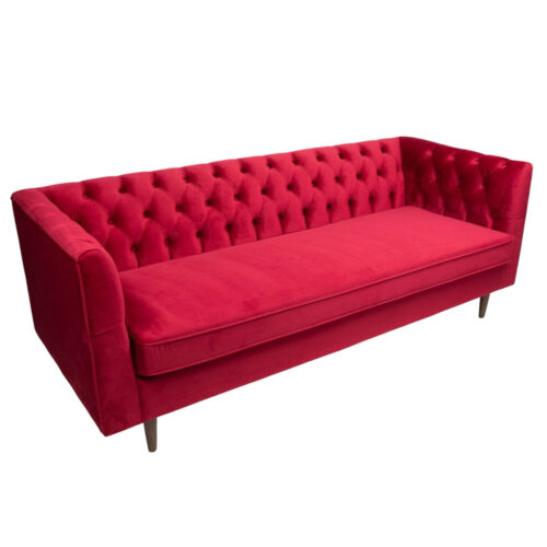 Sofa - Chandler - Watermelon Velvet & Wood Legs