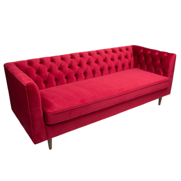 Sofa - Chandler - Watermelon Velvet & Wood Legs