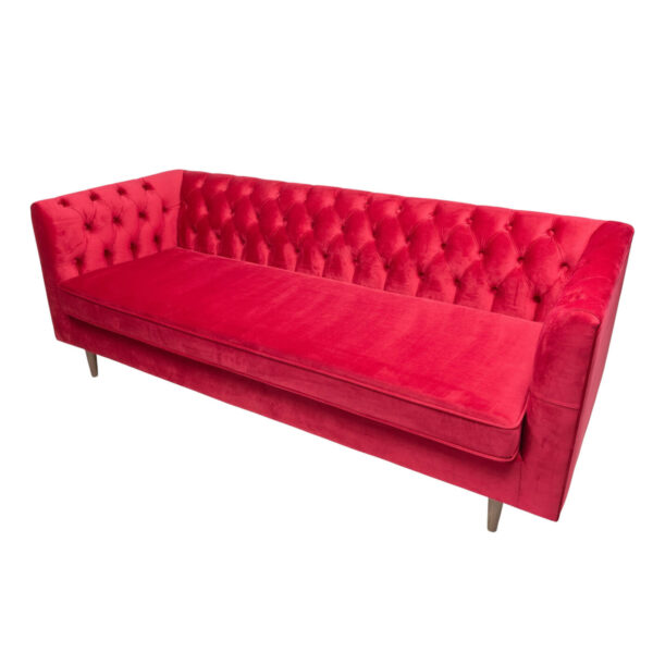 Sofa - Chandler - Watermelon Velvet & Wood Legs - Image 3