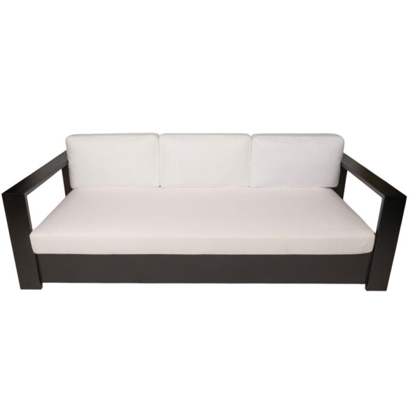 Sofa - Connor - Onyx Black Wood & Blanco White Linen - Image 2