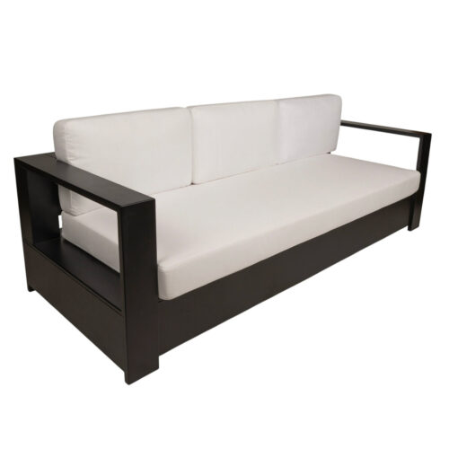 Sofa - Connor - Onyx Black Wood & Blanco White Linen
