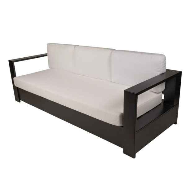 Sofa - Connor - Onyx Black Wood & Blanco White Linen - Image 3