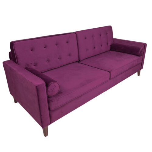 Sofa - Elvis - Eggplant Velvet & Wood Legs
