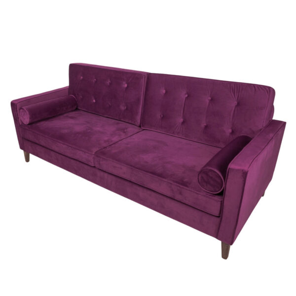 Sofa - Elvis - Eggplant Velvet & Wood Legs - Image 2
