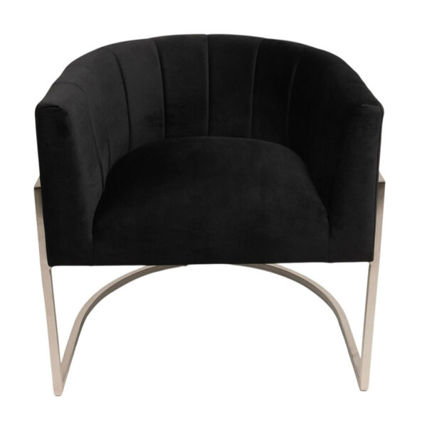 Side Chair - Erika - Black Velvet & Silver - Image 2
