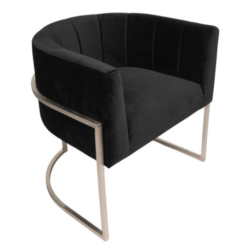 Side Chair - Erika - Black Velvet & Silver