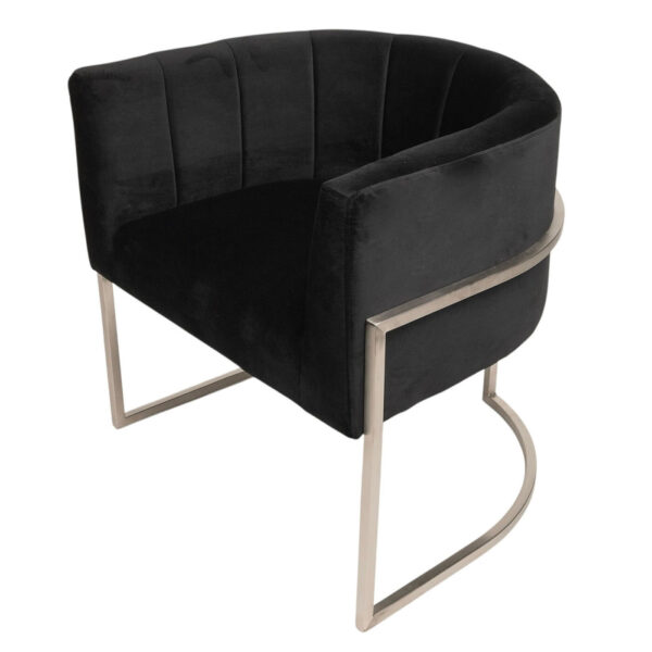 Side Chair - Erika - Black Velvet & Silver - Image 3