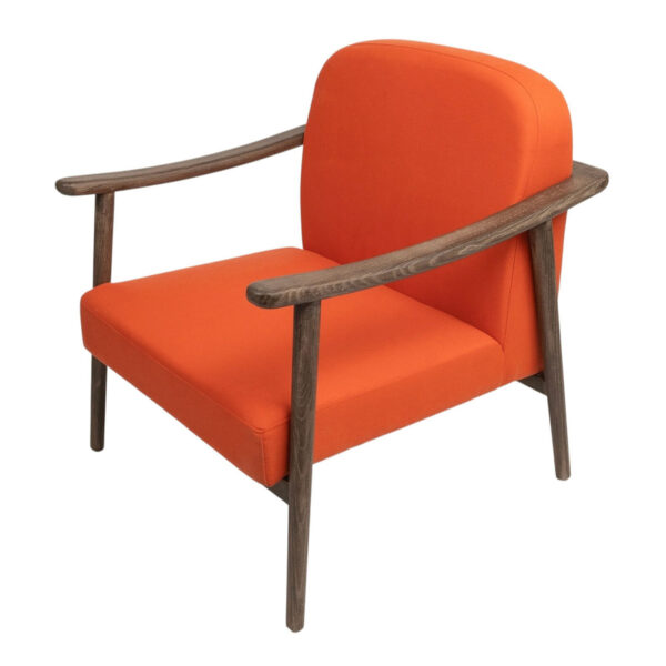 Side Chair - Greta - Orange Linen and Wood - Image 3