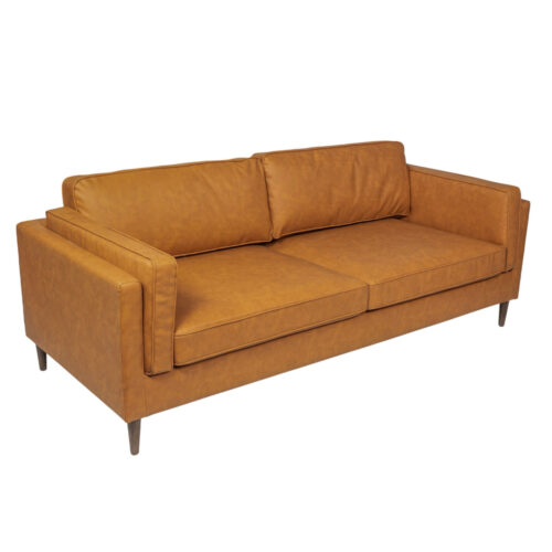 Sofa - Harvey - Vegan Leather in Camel & Wood Legs