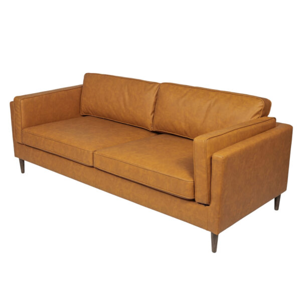 Sofa - Harvey - Vegan Leather in Camel & Wood Legs - Image 3