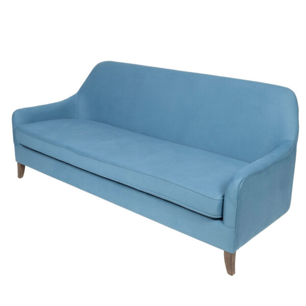 Sofa - James - Cerulean Blue Linen & Wood Legs - Image 3