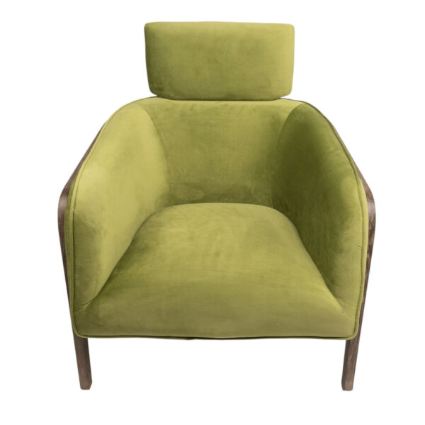 Side Chair - Katherine - Avocado Green Velvet & Wood Frame - Image 2