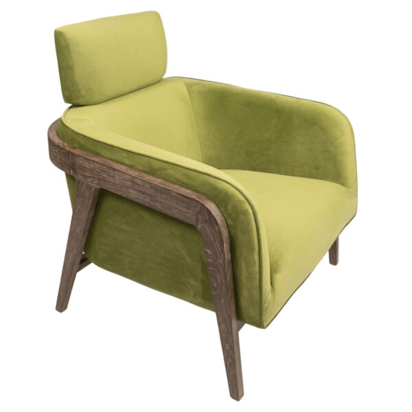 Side Chair - Katherine - Avocado Green Velvet & Wood Frame