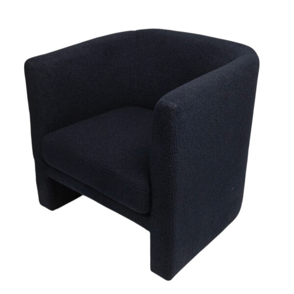 Side Chair - Leah - Navy Blue  Boucle' Fuzzy Fabric - Image 3