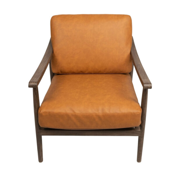 Side Chair - Miranda - Camel Vegan Leather & Wood Frame - Image 2