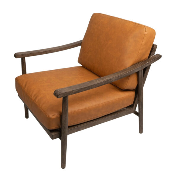 Side Chair - Miranda - Camel Vegan Leather & Wood Frame - Image 3