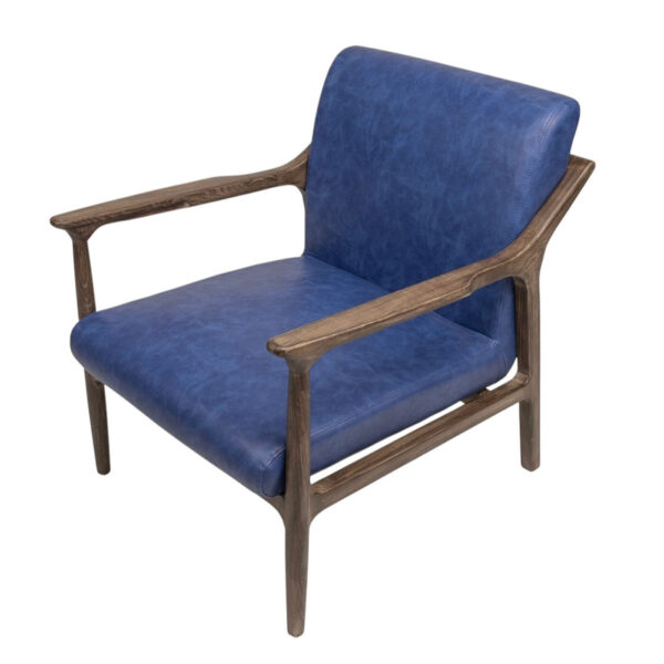 Side Chair - Monica - Blue Vegan Leather & Wood Frame