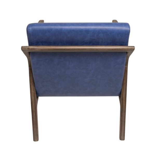 Side Chair - Monica - Blue Vegan Leather & Wood Frame - Image 4