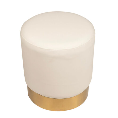 Palmer Ottoman - White Vegan Leather & Gold