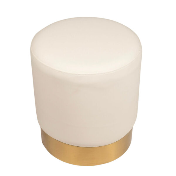 Palmer Ottoman - White Vegan Leather & Gold