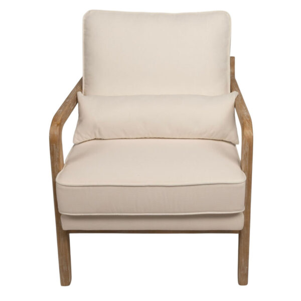 Side Chair - Rachel - Cream Linen Fabric & Light Wood Frame - Image 2