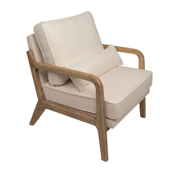 Side Chair - Rachel - Cream Linen Fabric & Light Wood Frame