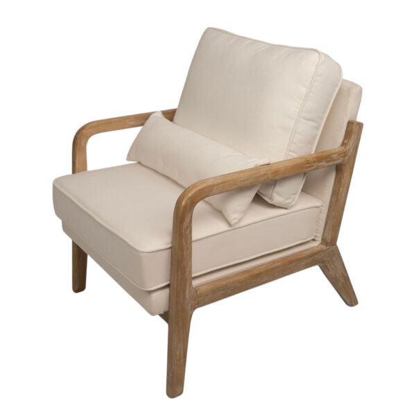Side Chair - Rachel - Cream Linen Fabric & Light Wood Frame - Image 3