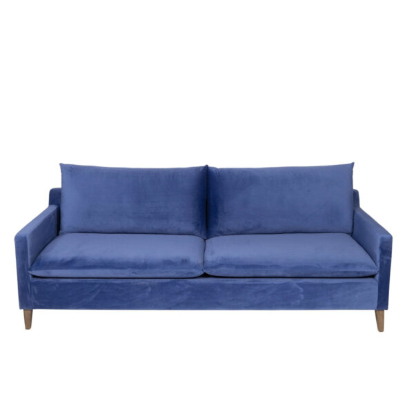 Sofa - Tatum - Saphire Blue Velvet & Wood Legs - Image 2