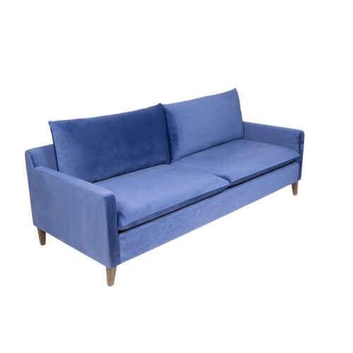 Sofa - Tatum - Saphire Blue Velvet & Wood Legs