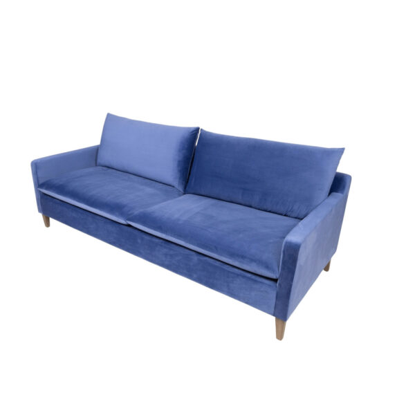 Sofa - Tatum - Saphire Blue Velvet & Wood Legs - Image 3